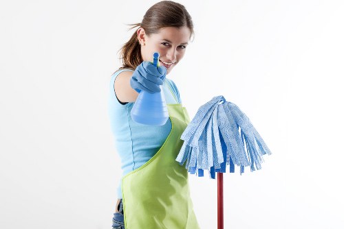 Professional window cleaning in a Hampstead residential street